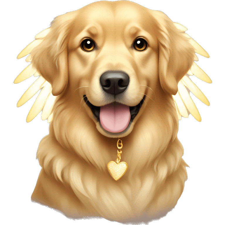 Golden retriever with angel wings emoji