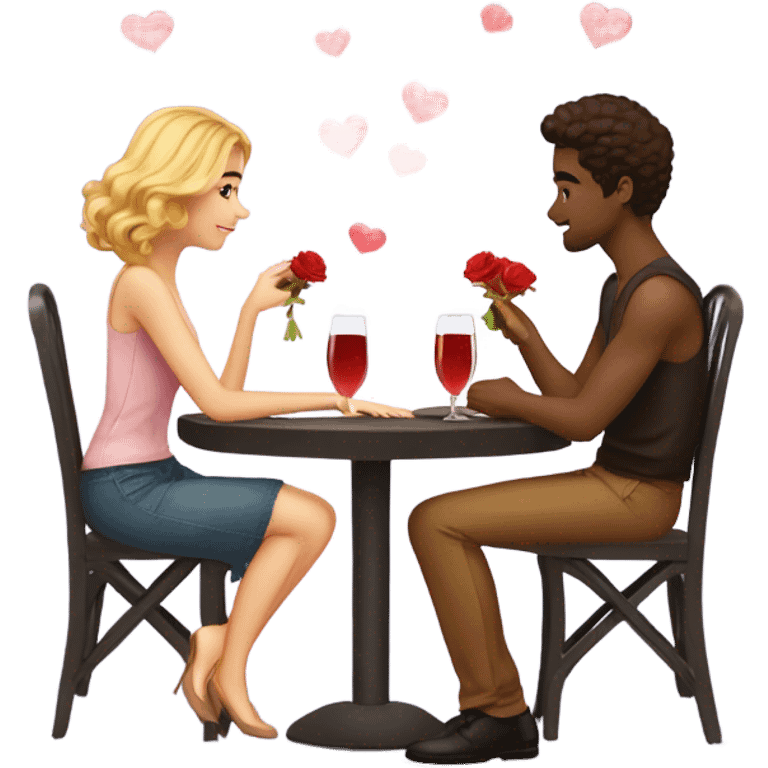 Romantic date for beautiful stylish young couple in love emoji