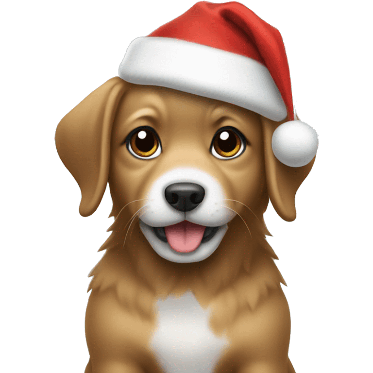 Christmas puppy with santa hat emoji