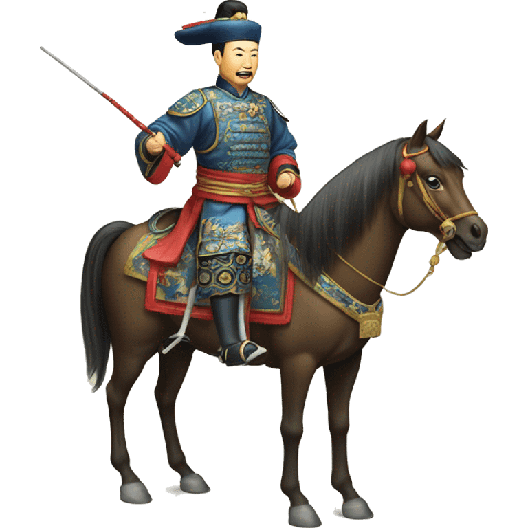 Chinese Qing dynasty general on horse emoji