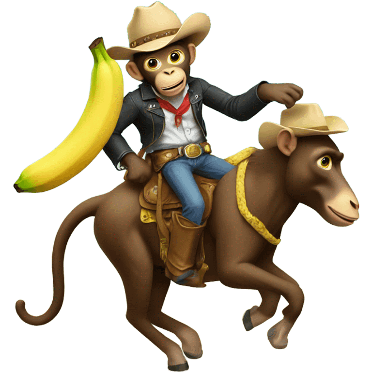 Monkey cowboy riding banana with legs emoji