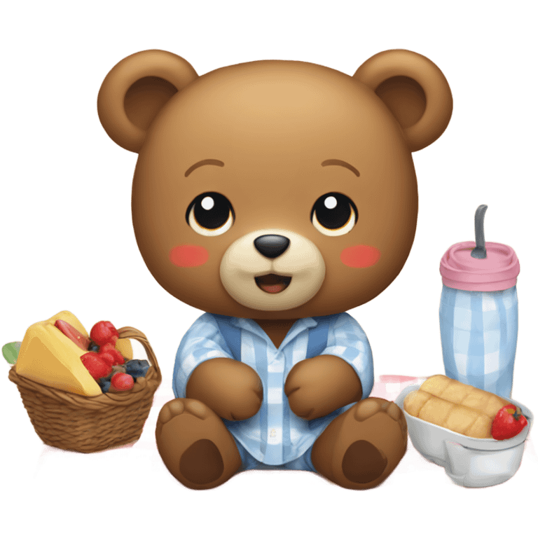 Cute teddy bear picnic emoji