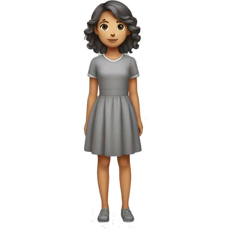 girl in a gray dress with road markings emoji