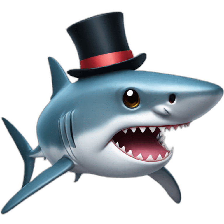 Shark with a top hat emoji