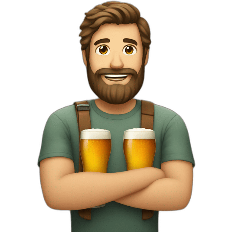 bearded guy holding two beers emoji