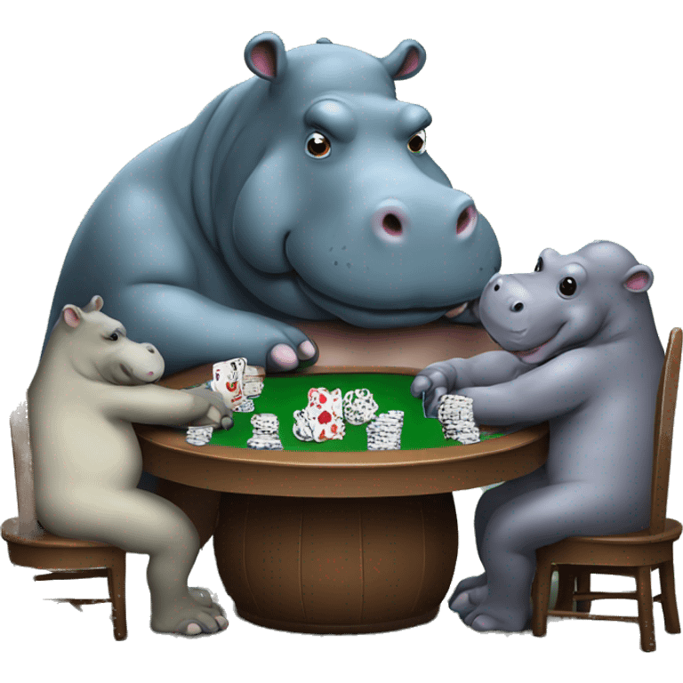 Hippo playing poker with other Hippo  emoji