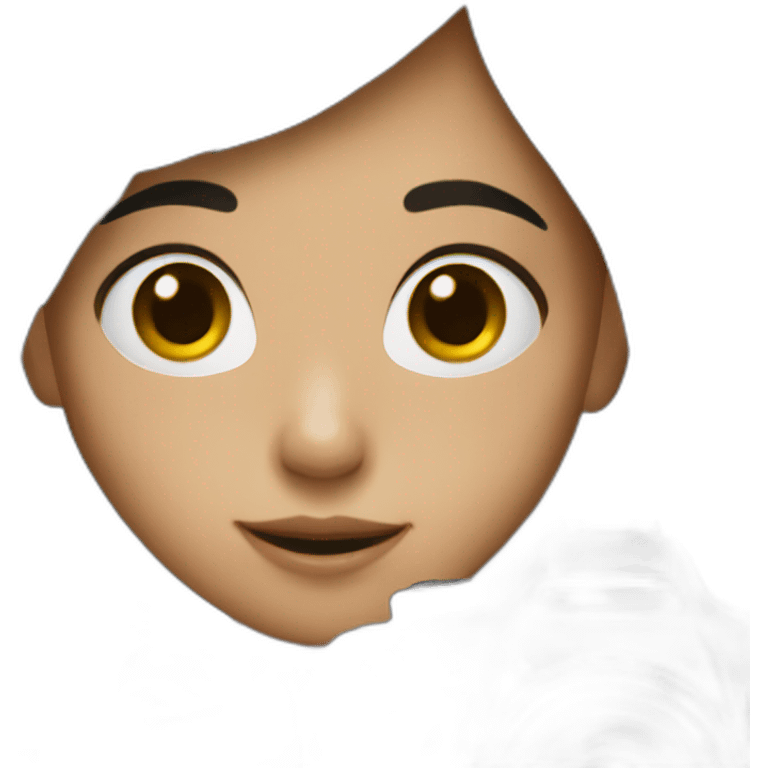 Girl with dark hair and camera emoji