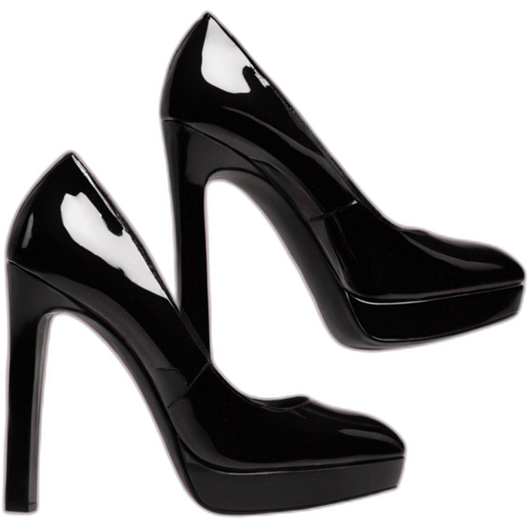 One view back Black Patent Leather Daffodile Platform Heels emoji