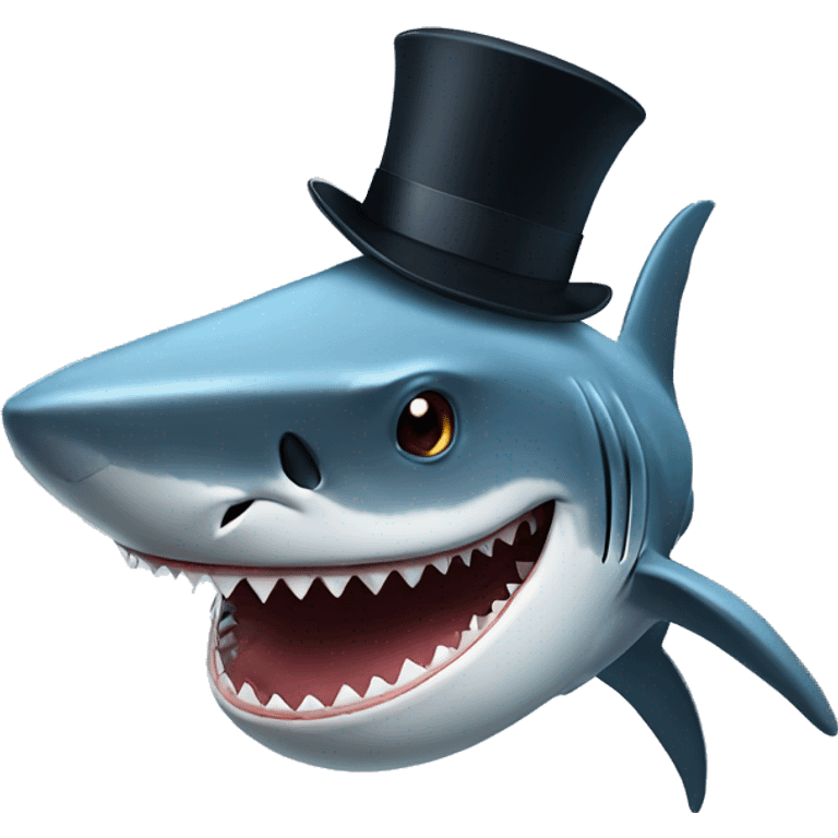 Shark with a top hat emoji