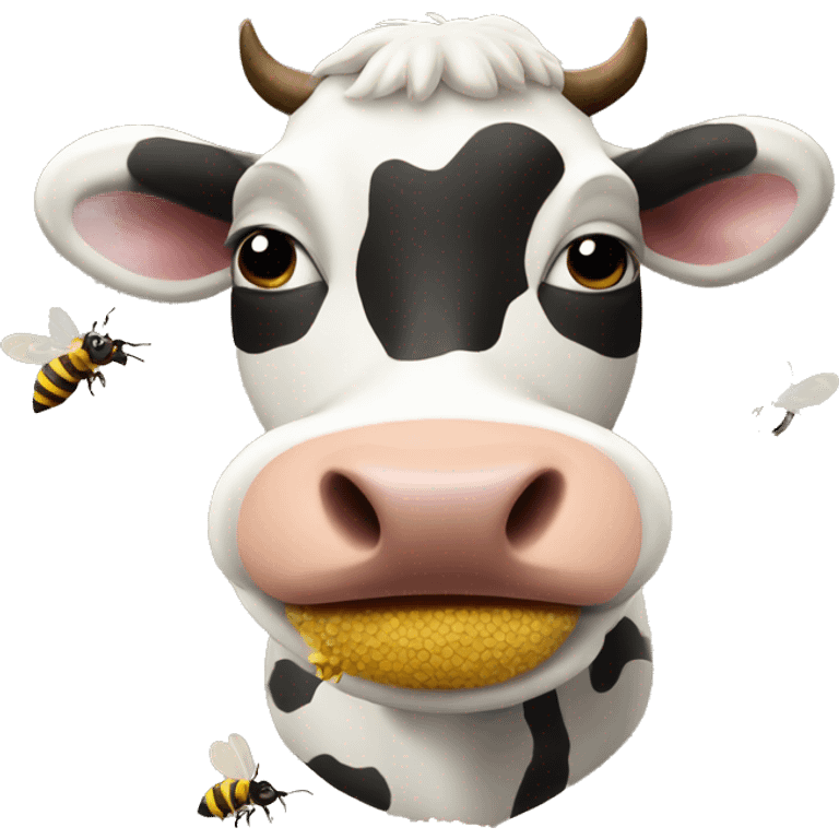 cow eating a bee emoji