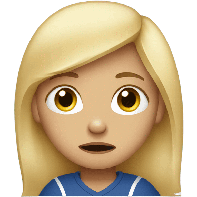 crying girl with blonde hair holding a football emoji