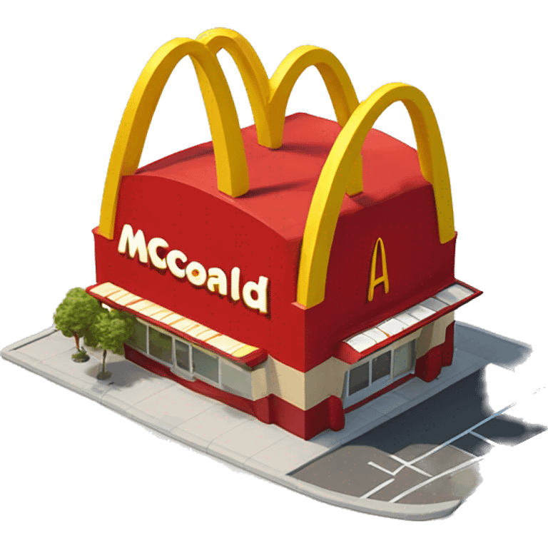 “McDonald’s store with the iconic golden arches, a red and yellow color scheme, and a simple, recognizable design that captures the essence of a fast food restaurant.” emoji