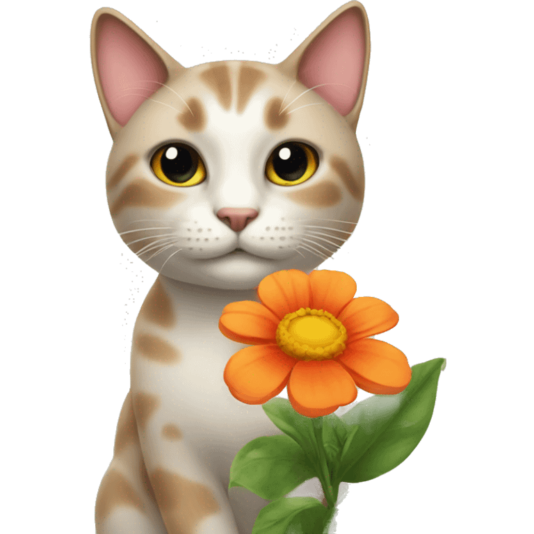 Cat with a flower emoji