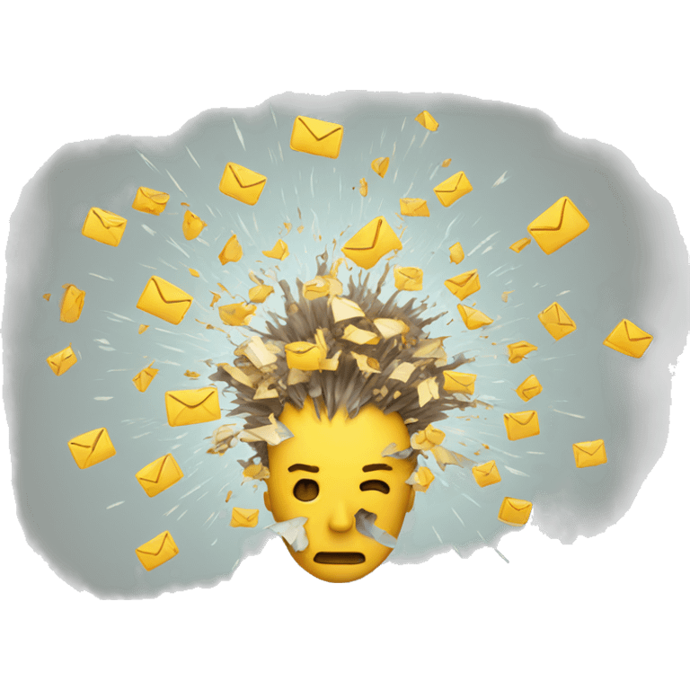 head exploding with emails emoji