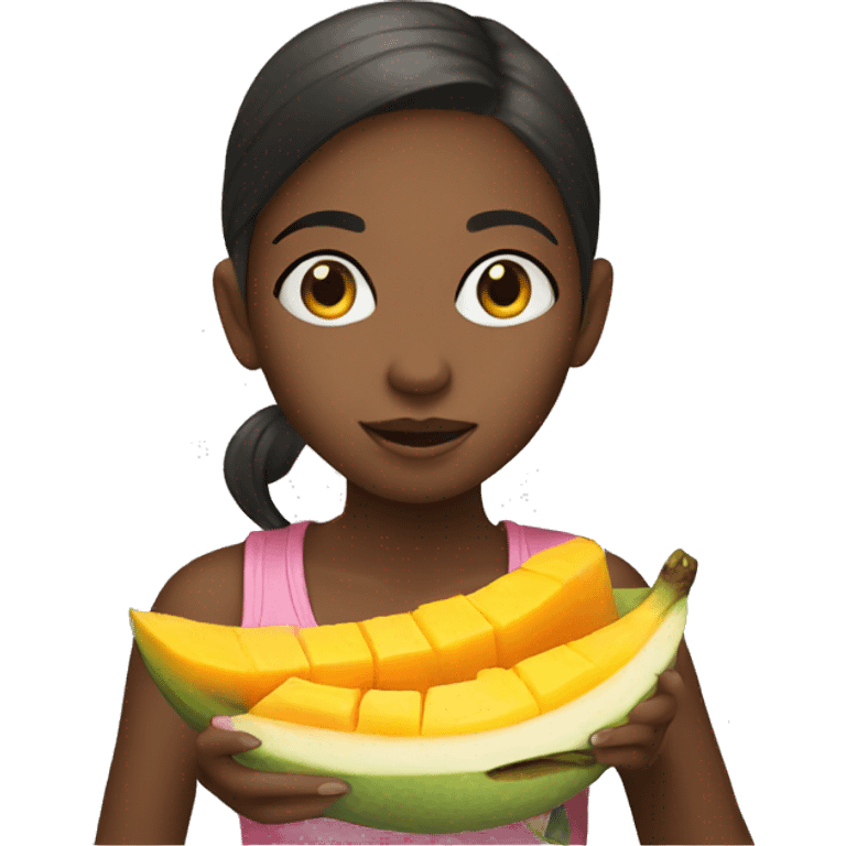 Girl eating mango emoji