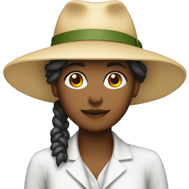 Mulher branca com chapéu  emoji