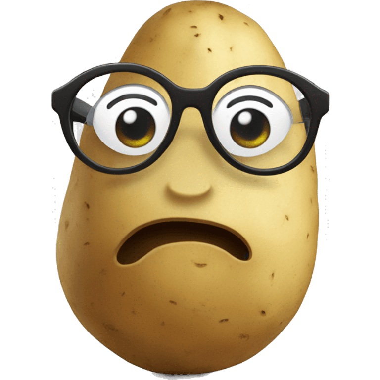 Potato with eyeglasses and hands emoji