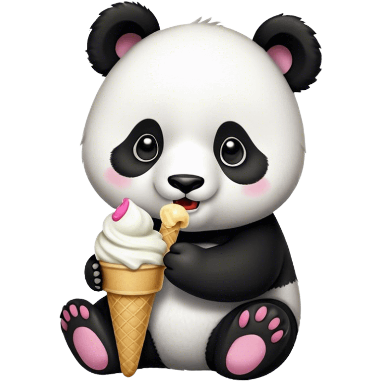 Panda eating ice cream emoji