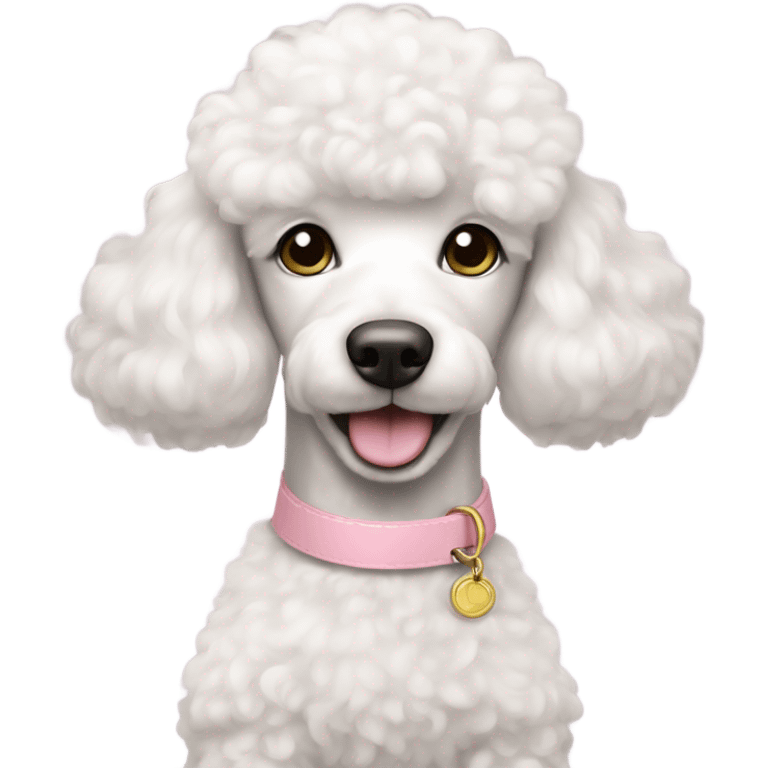 a white poodle with a light pink collar emoji