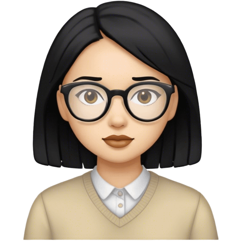 girl with black hair and glasses emoji