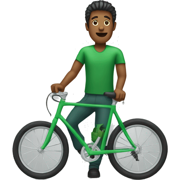 man in green bike emoji