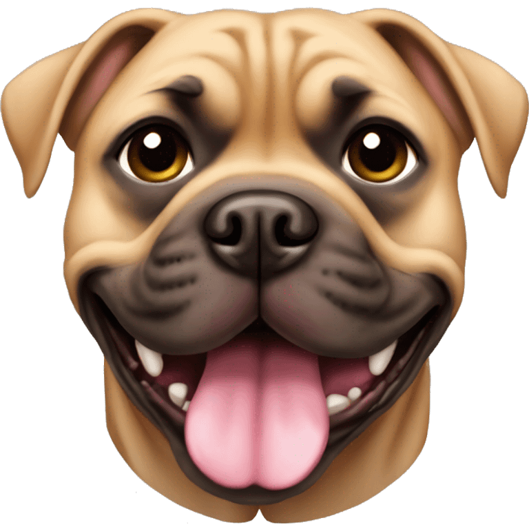 sweet tan pitbull dog female round pug emoji