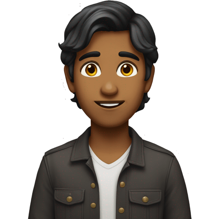 emoji of indian boy fair looking medim length hair emoji