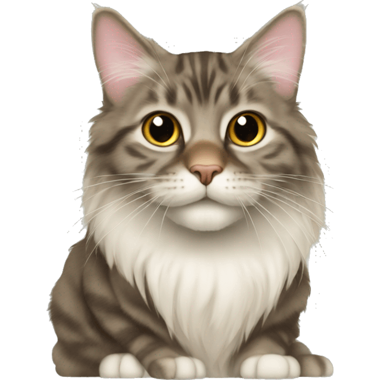 American-bobtail cat, long fur emoji