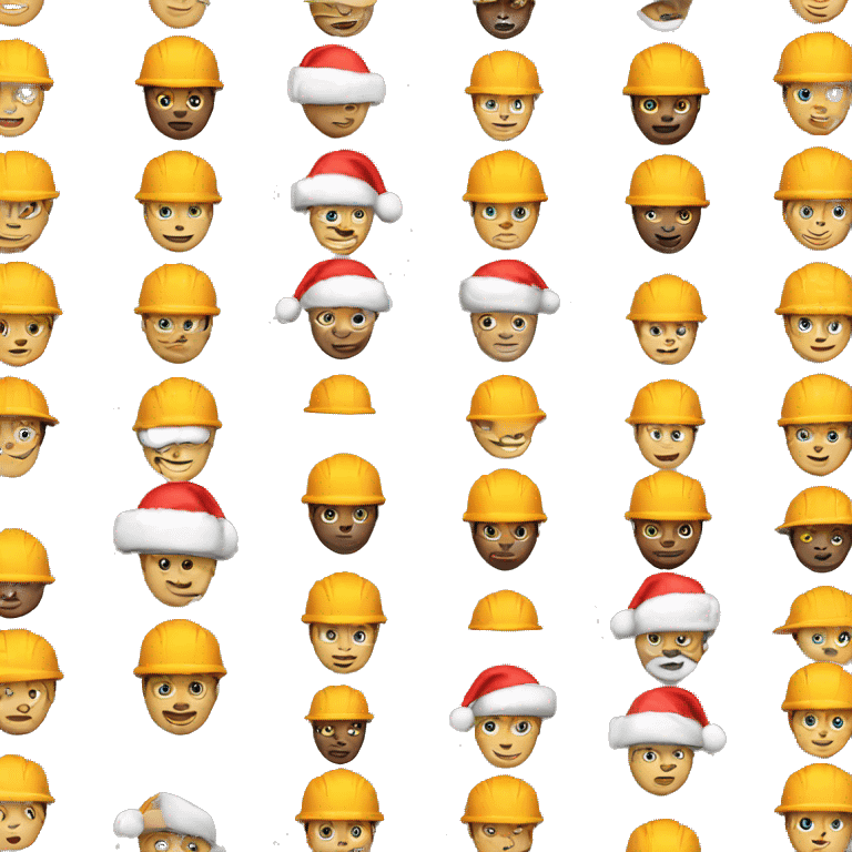 Construction worker emoji with construction helmet and Santa hat emoji