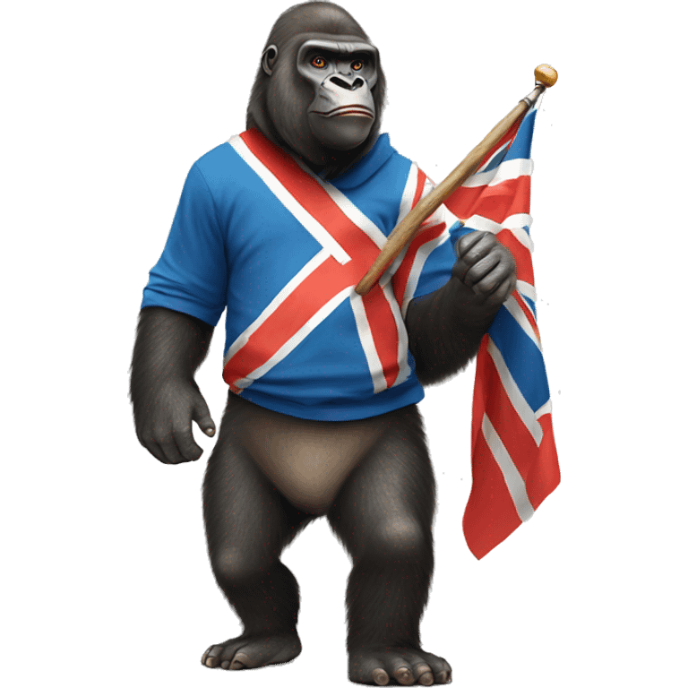 gorilla wearing paddington attire holding indian flag emoji