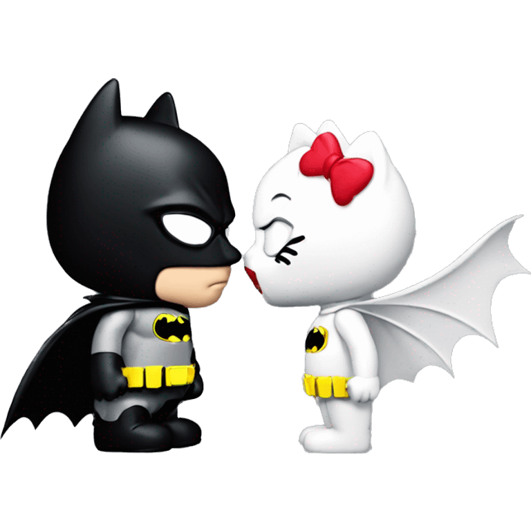 Hello kitty kissing Batman  emoji