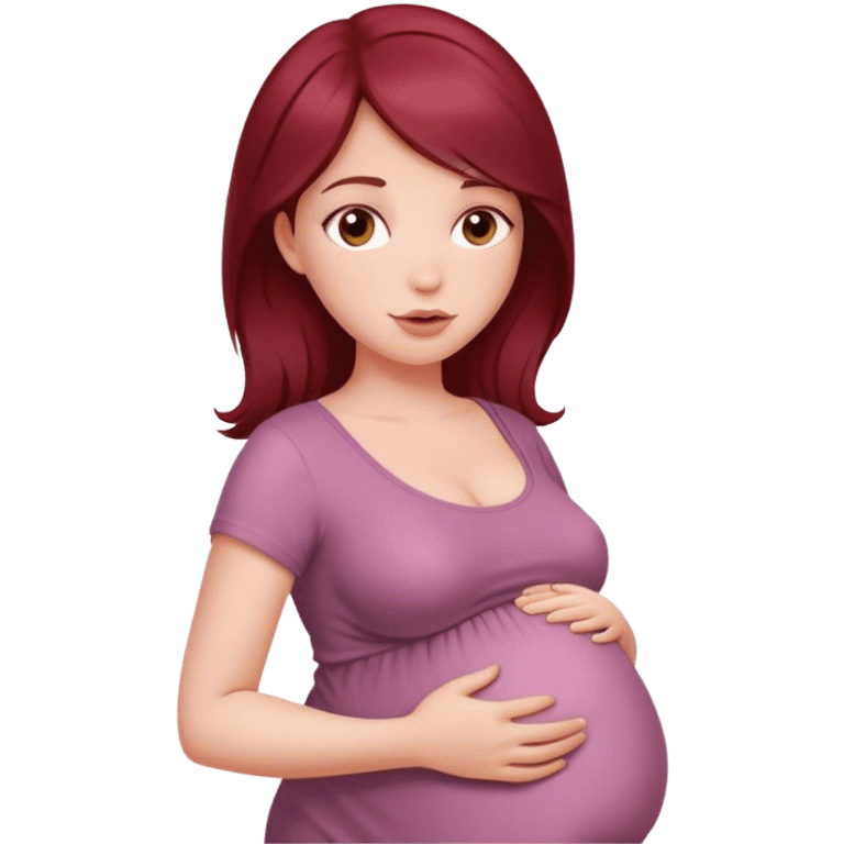 Beautiful burgundy haired pregnant girl emoji