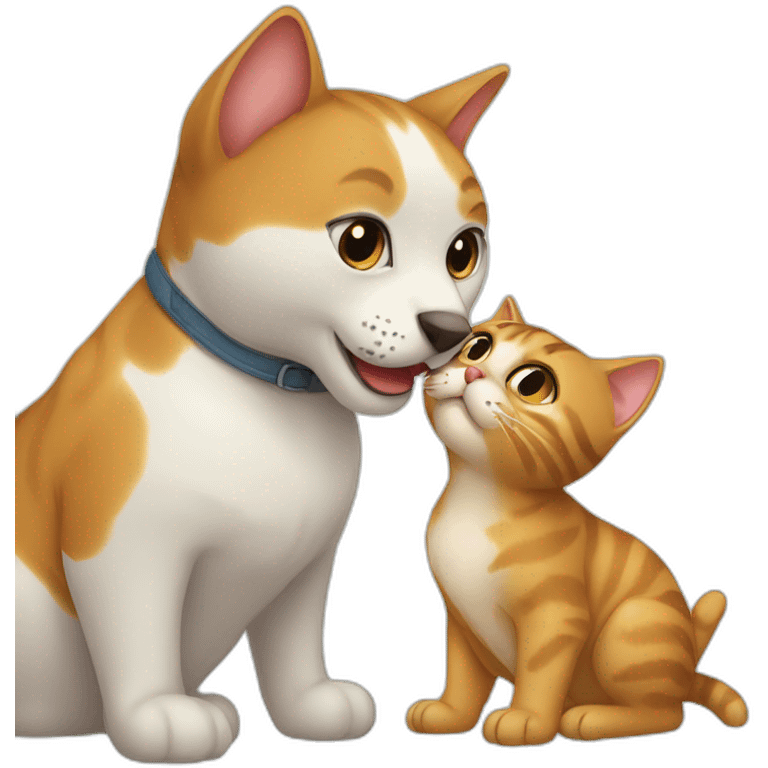 cat with dog kissing emoji