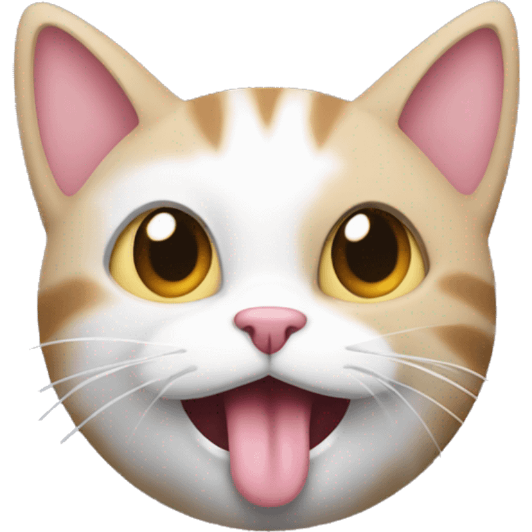 cat licking its lips with its hands out for a hug emoji