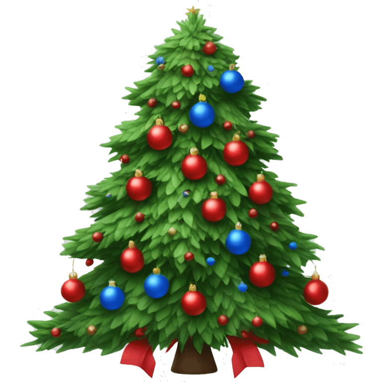 Big natural Christmas tree with red and blue decorations  emoji