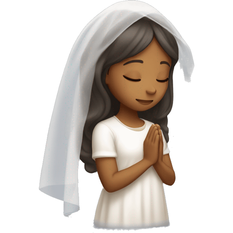 Caramel skin Girl praying for with white veil  emoji