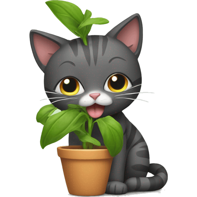 cat eating plant emoji