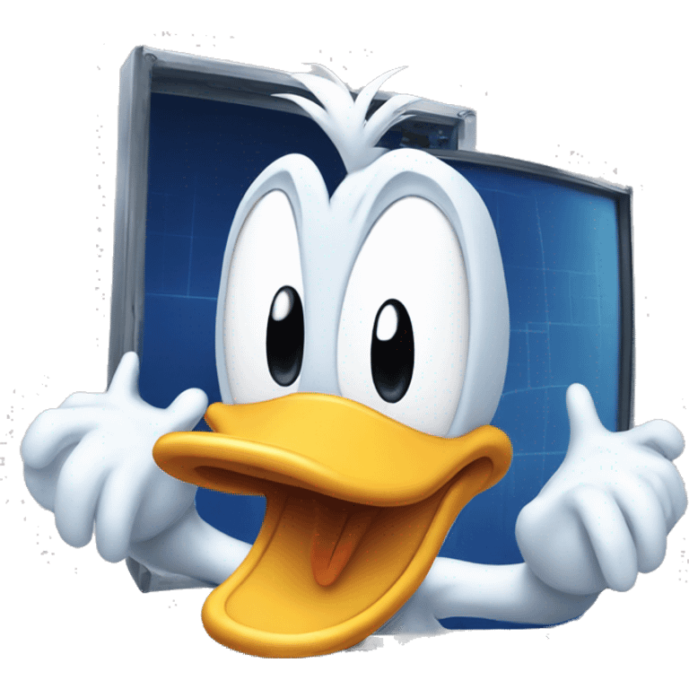 donald duck breaking a computer emoji