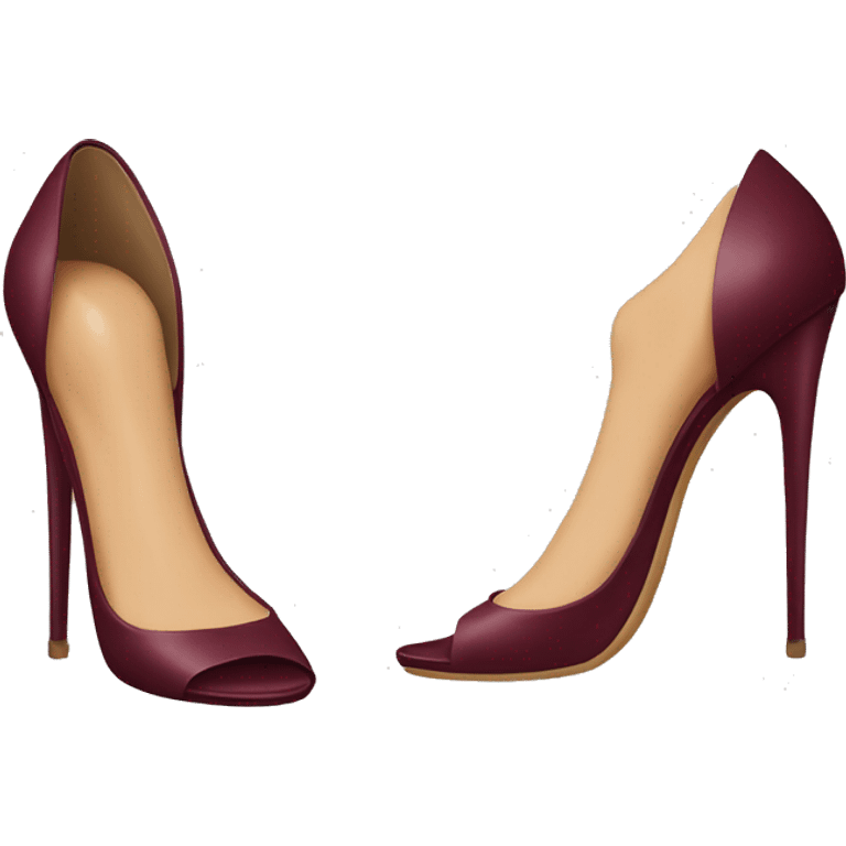 realistic feet wearing high heels and burgundy toes emoji