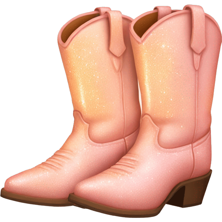 Pair Pale pink & peach sparkly cowboy boots emoji