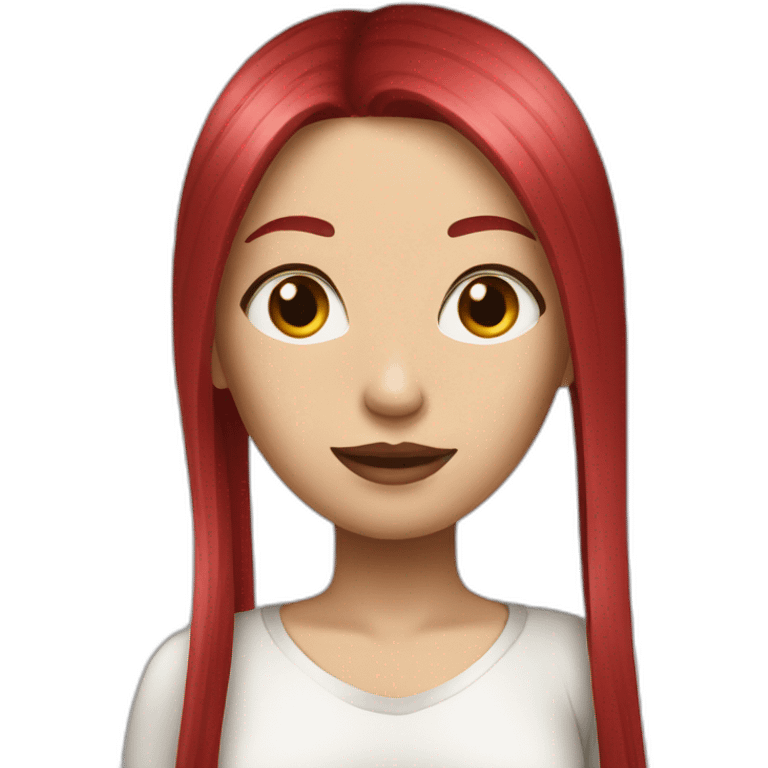 woman with long straight ruby hair and white skin emoji