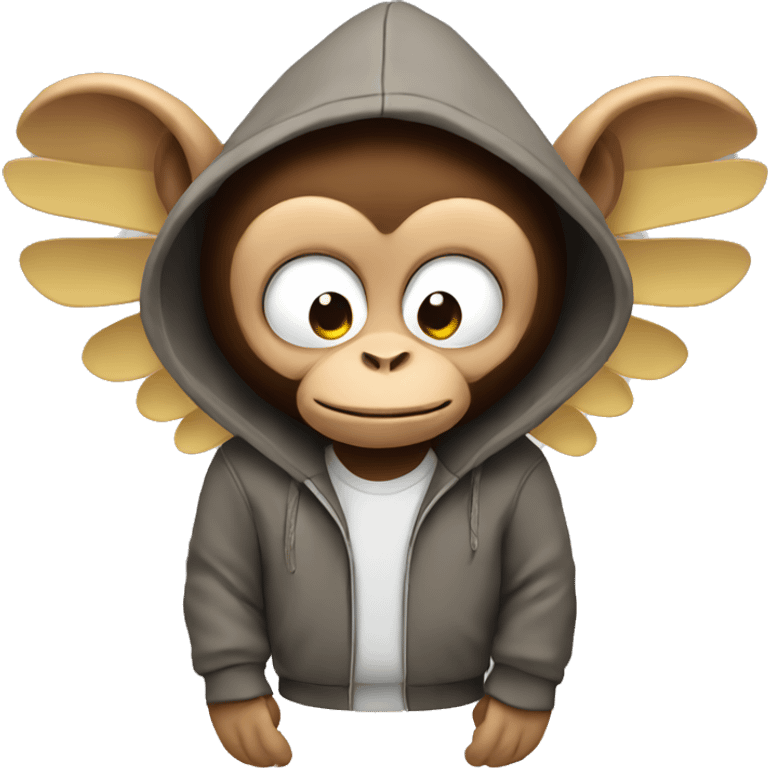 Monkey with wings and a hoodie emoji