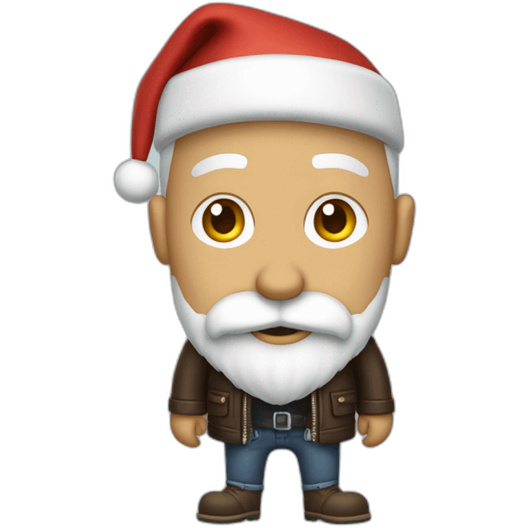 biff wiff santa beard wearing a leather jacket (full body, ios17) emoji