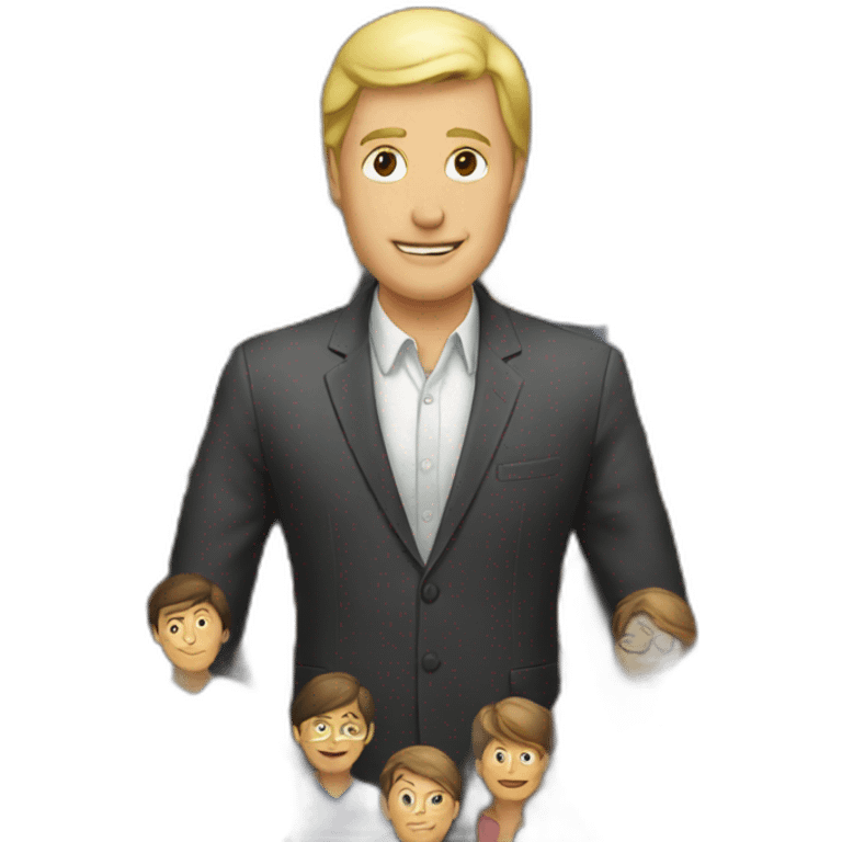 tall man surrounded with people emoji