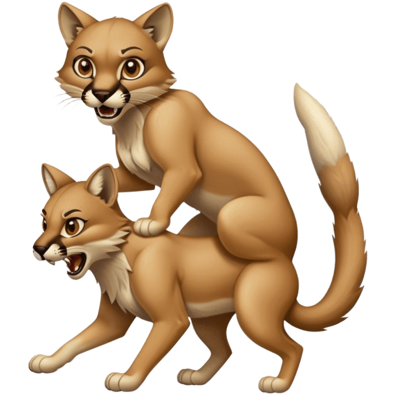 A mountain lion attacking a coyote emoji