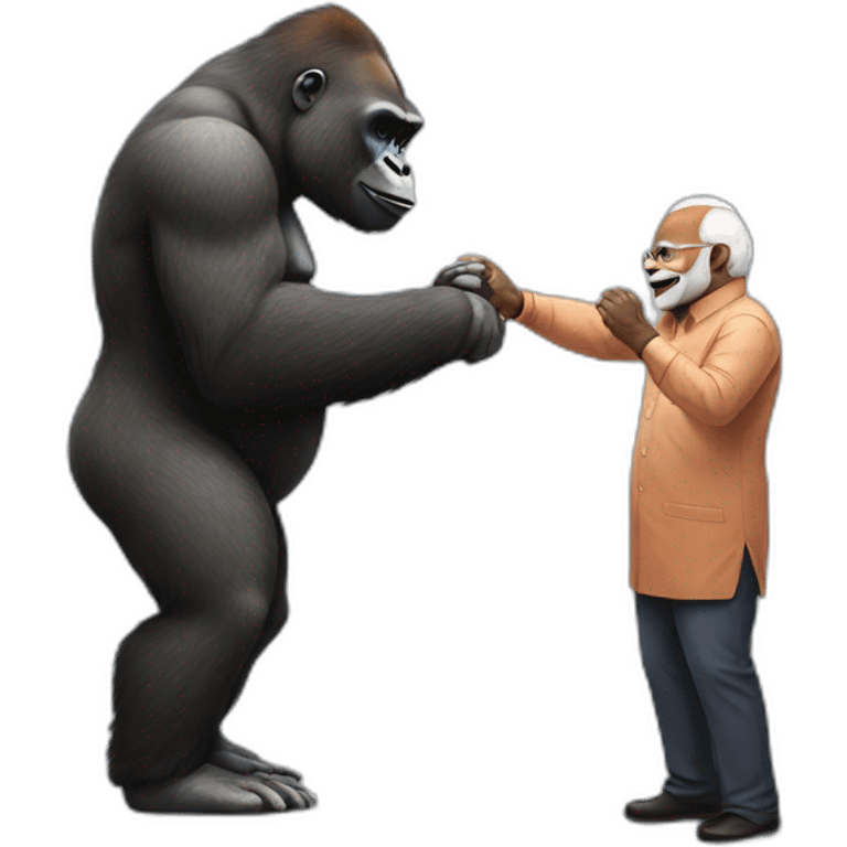 Gorilla greeting with Modi emoji