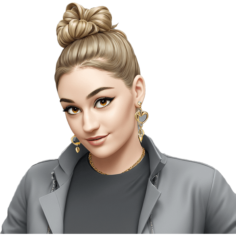 smiling girl in stylish jewelry emoji