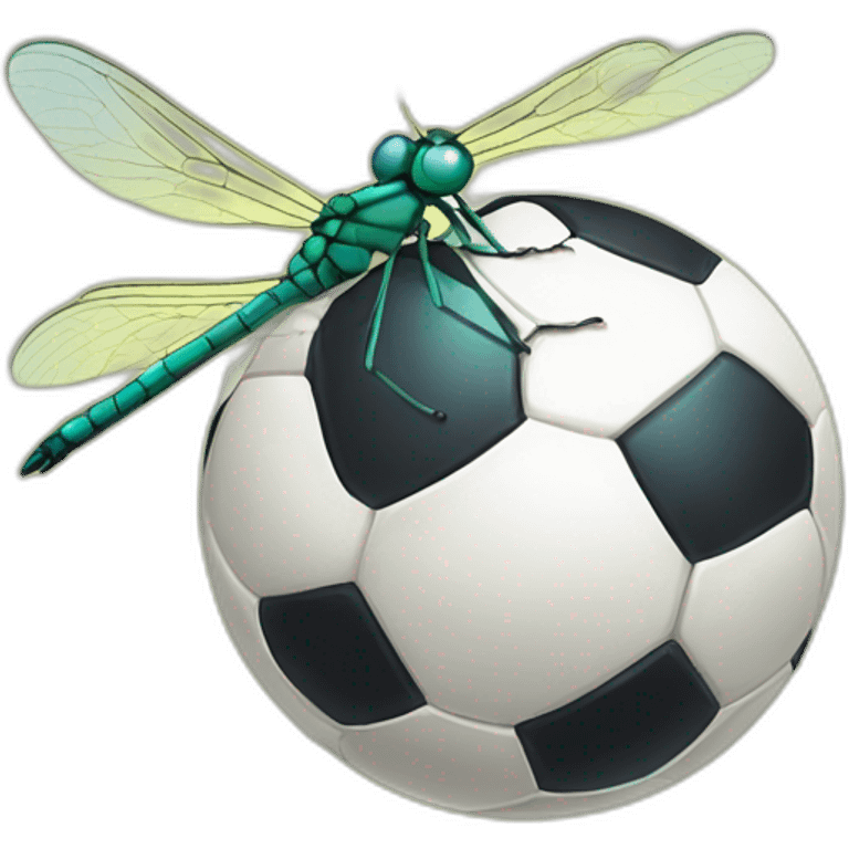 Dragonfly, cute, cartoon, smiling, soccer ball emoji