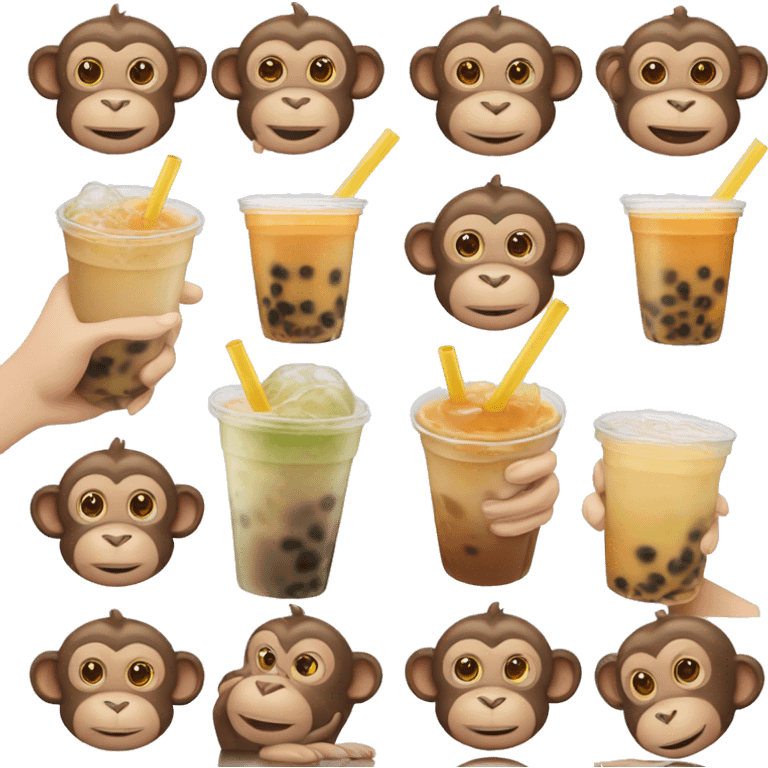 monkey dringing bubble tea emoji