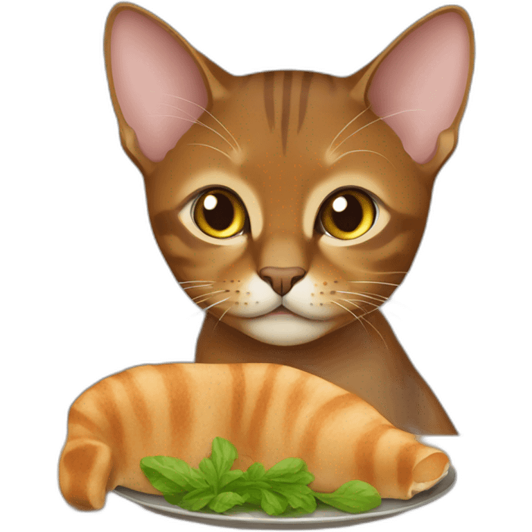 Abyssinian cat eating emoji